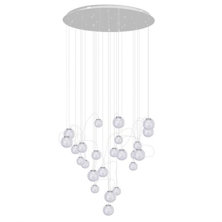Corpuri de iluminat Lustre pentru casa scarii - Lustra LED design casa scarii cu 24 pendule suspendate ZOE crom