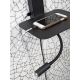Aplice, corpuri de iluminat pentru pereti - Aplica cu raft, reader LED, mufa USB si abajur textil negru Florence