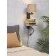 Aplice, corpuri de iluminat pentru pereti - Aplica cu raft, reader LED, mufa USB si abajur textil in inchis Florence