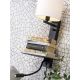 Aplice, corpuri de iluminat pentru pereti - Aplica cu raft, reader LED, mufa USB si abajur textil in deschis Florence