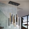 Lustra dimabila cu telecomanda, 11 pendule LED design modern Varas negru/auriu