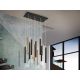 Pendule, Lustre suspendate - Lustra dimabila cu telecomanda, 11 pendule LED design modern Varas negru/auriu