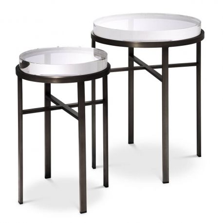 Masute Living - Set de 2 masute laterale design LUX Hoxton bronz