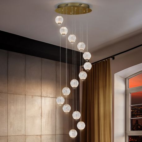 Corpuri de iluminat Lustre pentru casa scarii - Lustra casa scarii cu 14 pendule LED design modern Austral