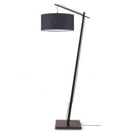 Lampadare - Lampadar din bambus si abajur din tesatura in, Andes negru/ albastru