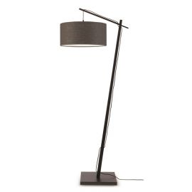 Lampadare - Lampadar din bambus si abajur din tesatura in, Andes negru/ gri inchis
