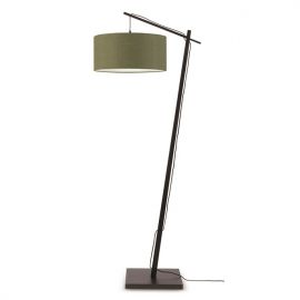 Lampadare - Lampadar din bambus si abajur din tesatura in, Andes negru/ verde