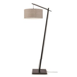 Lampadare - Lampadar din bambus si abajur din tesatura in, Andes negru/ in inchis