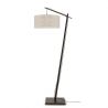 Lampadar din bambus si abajur din tesatura in, Andes negru/ in deschis