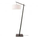 Lampadar din bambus si abajur din tesatura in, Andes negru/ alb