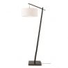 Lampadar din bambus si abajur din tesatura in, Andes negru/ alb