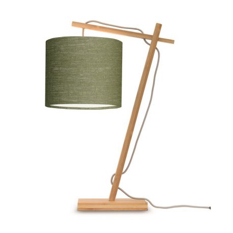 Veioze - Lampa din bambus si abajur din tesatura in, Andes natur/ verde