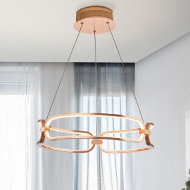 Pendule, Lustre suspendate - Lustra LED suspendata design ultra-modern 47cm Colette auriu roze