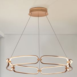 Pendule, Lustre suspendate - Lustra LED suspendata design ultra-modern 80cm Colette auriu roze