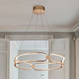 Pendule, Lustre suspendate - Lustra LED suspendata design ultra-modern 60cm Colette auriu roze