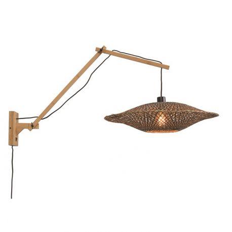 Aplice, corpuri de iluminat pentru pereti - Aplica din bambus cu brat articulat Bali orizontal L natur, 60cm