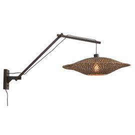 Aplice, corpuri de iluminat pentru pereti - Aplica din bambus cu brat articulat Bali orizontal L negru, 60cm