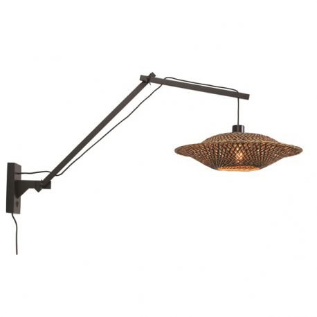 Aplice, corpuri de iluminat pentru pereti - Aplica din bambus cu brat articulat Bali orizontal L negru, 44cm