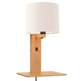 Aplice, corpuri de iluminat pentru pereti - Aplica cu raft din bambus si abajur din tesatura in, Andes natur/ alb