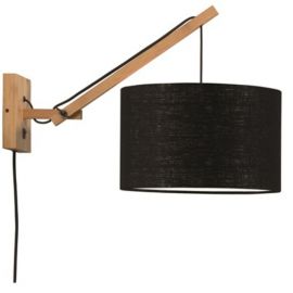Aplice, corpuri de iluminat pentru pereti - Aplica cu brat directionabil din bambus si abajur din tesatura in, Andes natur/ n...