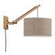 Aplice, corpuri de iluminat pentru pereti - Aplica cu brat directionabil din bambus si abajur din tesatura in, Andes natur/ i...
