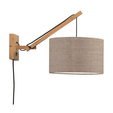 Aplice, corpuri de iluminat pentru pereti - Aplica cu brat directionabil din bambus si abajur din tesatura in, Andes natur/ i...