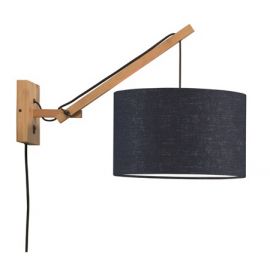 Aplice, corpuri de iluminat pentru pereti - Aplica cu brat directionabil din bambus si abajur din tesatura in, Andes natur/ a...