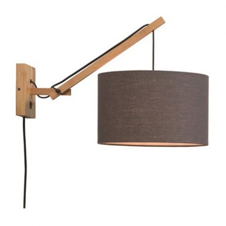 Aplice, corpuri de iluminat pentru pereti - Aplica cu brat directionabil din bambus si abajur din tesatura in, Andes natur/ g...