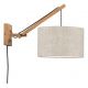 Aplice, corpuri de iluminat pentru pereti - Aplica cu brat directionabil din bambus si abajur din tesatura in, Andes natur/ i...