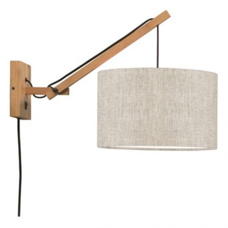 Aplice, corpuri de iluminat pentru pereti - Aplica cu brat directionabil din bambus si abajur din tesatura in, Andes natur/ i...