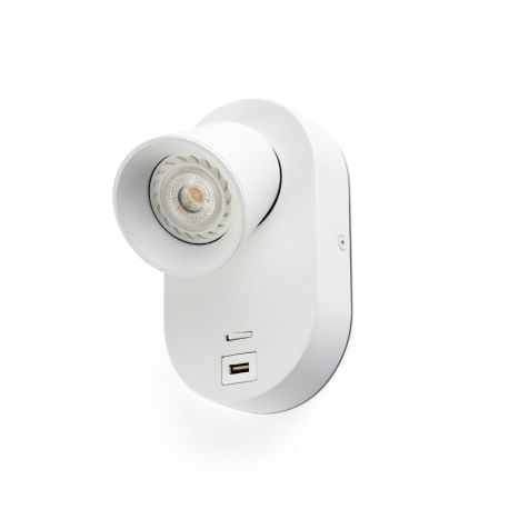 Aplice, corpuri de iluminat pentru pereti - Aplica perete moderna cu USB charger CORB alba