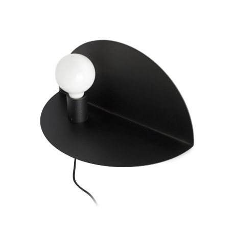 Aplice, corpuri de iluminat pentru pereti - Aplica perete moderna cu raft NIT neagra stanga