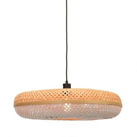 Pendule, Lustre suspendate - Lustra suspendata eco din bambus Palawan natur/ alb, 60x15cm