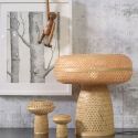 Set de 3 piese, lampa de masa cu 2 ciupercute decorative din bambus Palawan natur