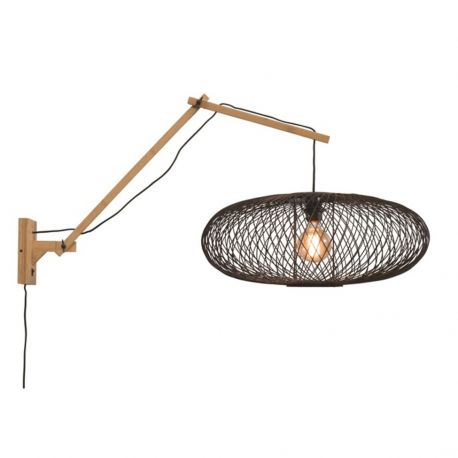 Aplice, corpuri de iluminat pentru pereti - Aplica cu brat articulat din bambus Cango L natur/ negru, 60x25cm
