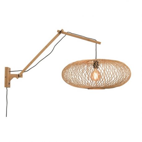 Aplice, corpuri de iluminat pentru pereti - Aplica cu brat articulat din bambus Cango L natur, 60x25cm