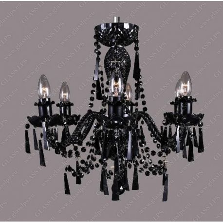 Lustre Cristal Bohemia - Lustra 6 brate cristal Bohemia all black
