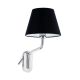 Aplice, corpuri de iluminat pentru pereti - Aplica cu reader LED pe dreapta design elegant ETERNA crom/negru