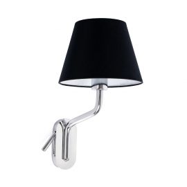 Aplice, corpuri de iluminat pentru pereti - Aplica cu reader LED pe dreapta design elegant ETERNA crom/negru