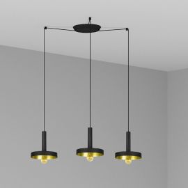 Pendule, Lustre suspendate - Lustra cu 3 Pendule design modern WHIZZ negru/auriu