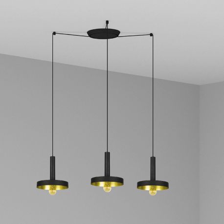 Pendule, Lustre suspendate - Lustra cu 3 Pendule design modern WHIZZ negru/auriu