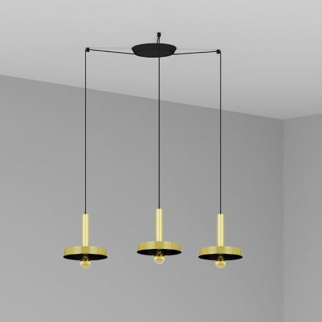 Pendule, Lustre suspendate - Lustra cu 3 Pendule design modern WHIZZ auriu/negru