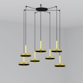 Pendule, Lustre suspendate - Lustra cu 7 Pendule design modern WHIZZ auriu/negru
