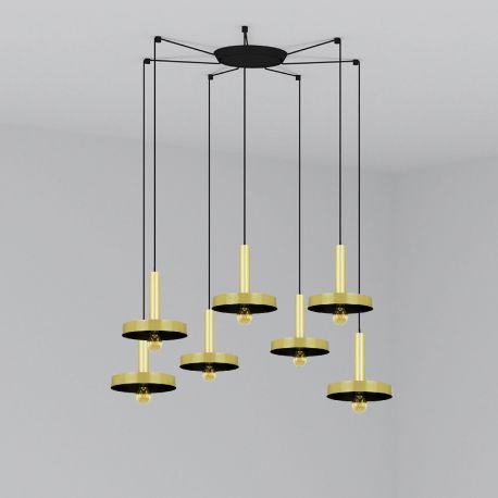 Pendule, Lustre suspendate - Lustra cu 7 Pendule design modern WHIZZ auriu/negru