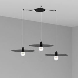 Pendule, Lustre suspendate - Lustra cu 3 Pendule design modern PLAT negru