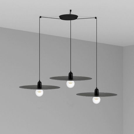 Pendule, Lustre suspendate - Lustra cu 3 Pendule design modern PLAT negru