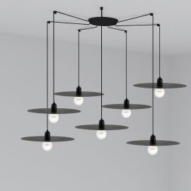 Pendule, Lustre suspendate - Lustra cu 7 Pendule design modern PLAT negru