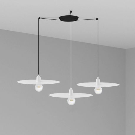 Pendule, Lustre suspendate - Lustra cu 3 Pendule design modern PLAT alb