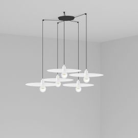 Pendule, Lustre suspendate - Lustra cu 5 Pendule design modern PLAT alb