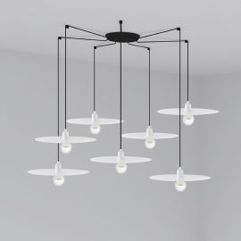 Pendule, Lustre suspendate - Lustra cu 7 Pendule design modern PLAT alb
